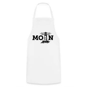 Moin (Typo/Leuchtturm - Kochschürze - Weiß - Vorne - AI Model Male 185 dark (185cm)
