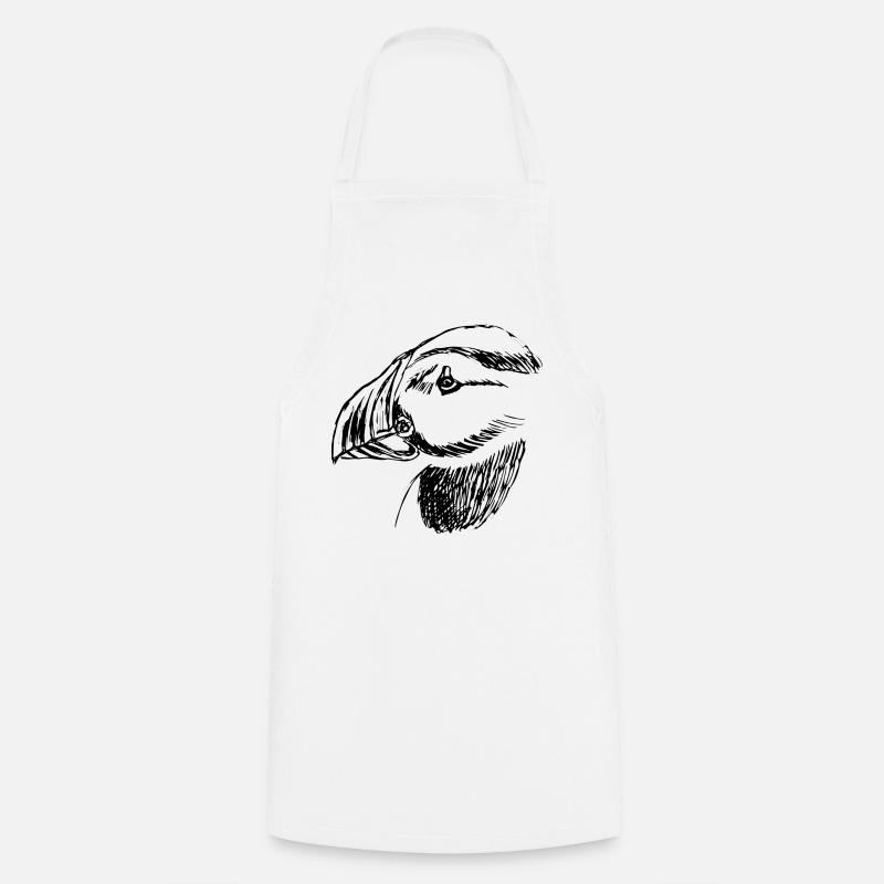 Hand drawn puffin bird - Cooking Apron - white