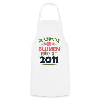 Jahrgang 2011 Blumen Spruch Geburtstag Geschenk - Kochschürze - Weiß - Vorne - AI Model Male 185 dark (185cm)