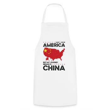 Né chinois Chine États-Unis - Tablier de cuisine - blanc - Devant - AI Model Male 185 dark (185cm)