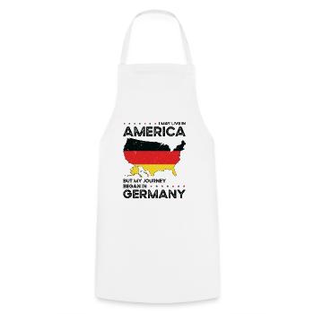 Geboren Deutsch Deutschland Amerikanisch USA - Kochschürze - Weiß - Vorne - AI Model Male 185 dark (185cm)