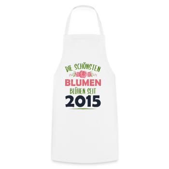 Jahrgang 2015 Blumen Spruch Geburtstag Geschenk - Kochschürze - Weiß - Vorne - AI Model Male 185 dark (185cm)