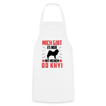 Nur mit meinem Do Khyi Tibetmastiff Tibetdogge - Kochschürze - Weiß - Vorne - AI Model Male 185 dark (185cm)
