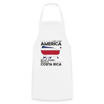 Born Costa Rican Costa Rica American USA - Cooking Apron - white - Front - AI Model Male 185 dark (185cm)