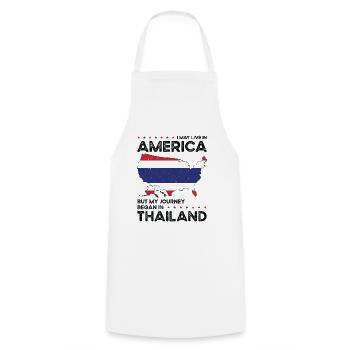 Geboren Thai Thailand Amerikanisch USA - Kochschürze - Weiß - Vorne - AI Model Male 185 dark (185cm)