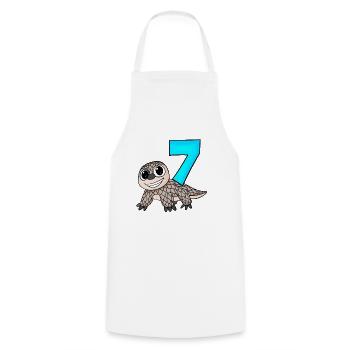 7 ans - 7ème anniversaire avec motif animal - Tablier de cuisine - blanc - Devant - AI Model Male 185 dark (185cm)
