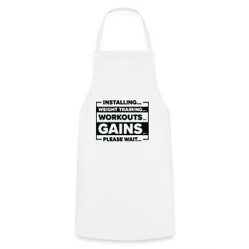 Installieren von Gewichtstraining Gym Lover - Kochschürze - Weiß - Vorne - AI Model Male 185 dark (185cm)
