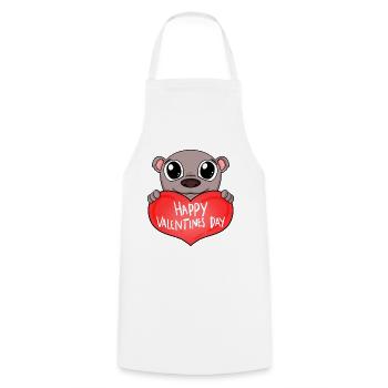Ours de cœur de la Saint-Valentin - Tablier de cuisine - blanc - Devant - AI Model Male 185 dark (185cm)
