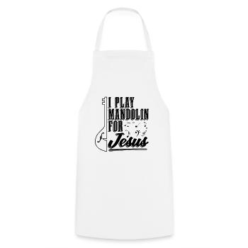 Je joue de la mandoline pour Jésus Guitare Mandoline - Tablier de cuisine - blanc - Devant - AI Model Male 185 dark (185cm)