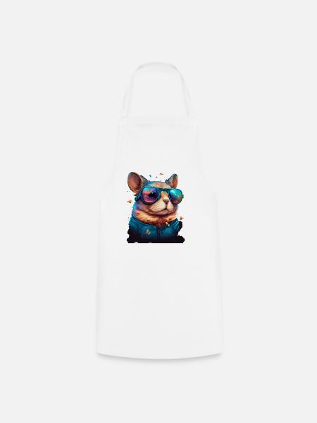 Katzenastronaut mit Neonbrille - Kochschürze - Weiß