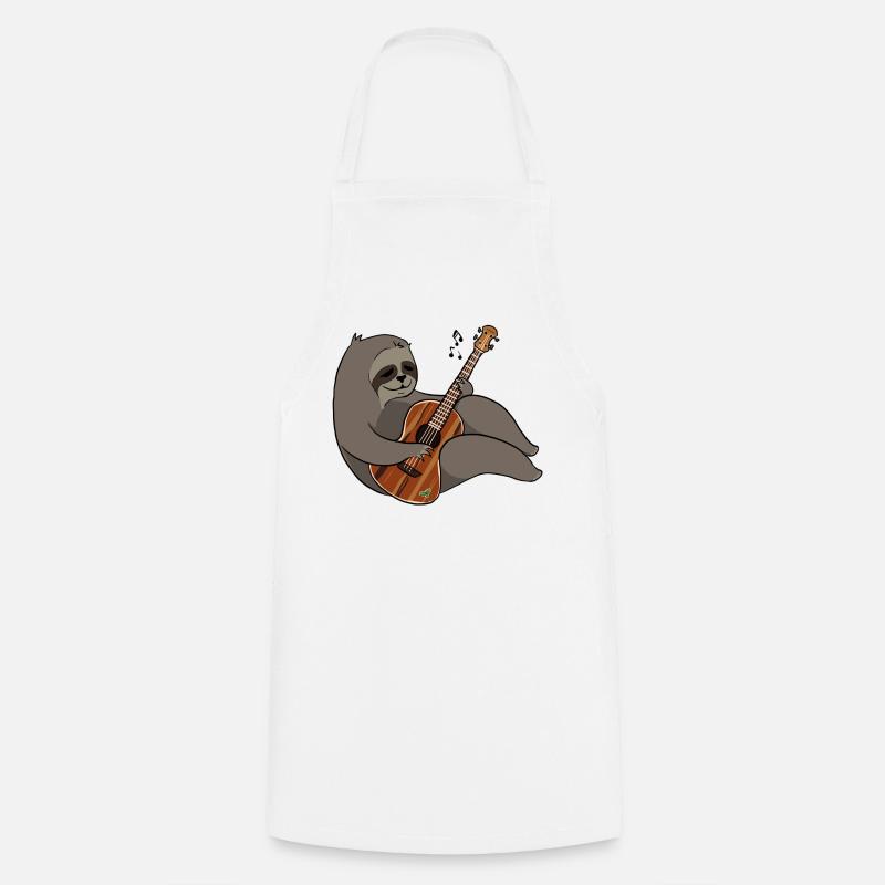 Lazy playing the ukulele - Cooking Apron - white