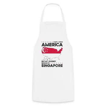 Geboren in Singapur Singapur Amerikaner USA - Kochschürze - Weiß - Vorne - AI Model Male 185 dark (185cm)