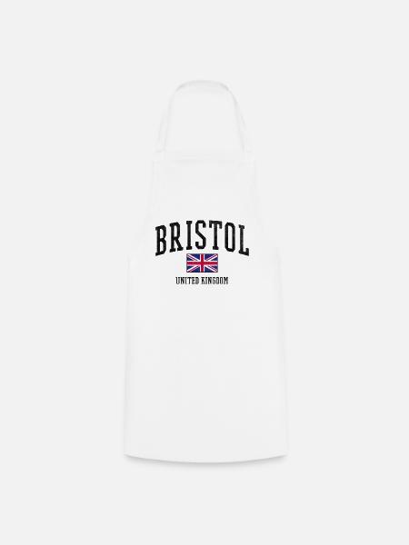 Bristol England Schrift | Uk Flagge - Kochschürze - Weiß