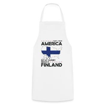 Né finlandais Finlande États-Unis - Tablier de cuisine - blanc - Devant - AI Model Male 185 dark (185cm)