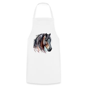 Watercolor portrait of a bay horse - Cooking Apron - white - Front - AI Model Male 185 dark (185cm)