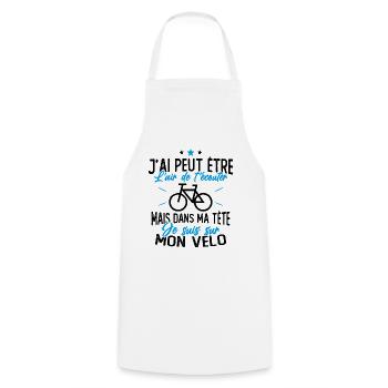 Dans Ma Tête Je suis sur Mon Vélo Humour Cyclisme - Tablier de cuisine - blanc - Devant - AI Model Male 185 dark (185cm)