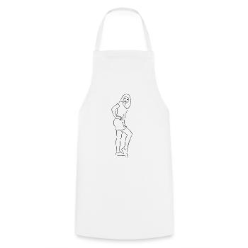 Jolie femme dessinée - Tablier de cuisine - blanc - Devant - AI Model Male 185 dark (185cm)