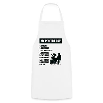 My Perfect Day Drum Player Day Plan Drummer - Tablier de cuisine - blanc - Devant - AI Model Male 185 dark (185cm)
