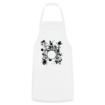Drum Set Drumming Drum Instruments Drummer - Cooking Apron - white - Front - AI Model Male 185 dark (185cm)