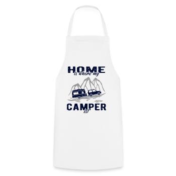 Caravan Home Camper - Cooking Apron - white - Front - AI Model Male 185 dark (185cm)