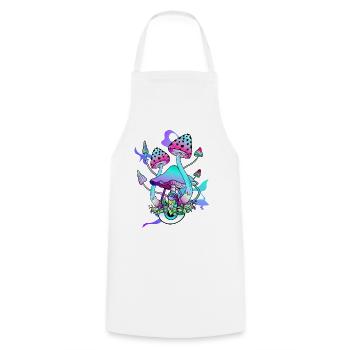 Trippy Hippie Psychedelic Mushroom - Cooking Apron - white - Front - AI Model Male 185 dark (185cm)