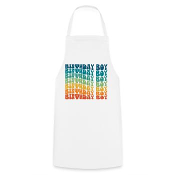Anniversaire Garçon Groovy Rétro Vintage Anniversaire - Tablier de cuisine - blanc - Devant - AI Model Male 185 dark (185cm)