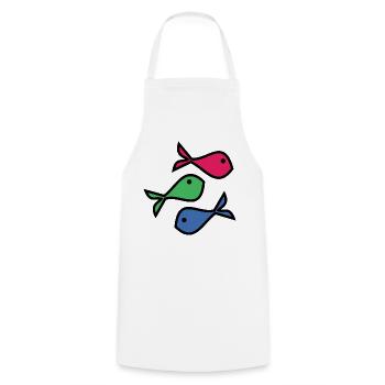 SARDINE. FISH. APRIL FOOL. EASTER. SEA - Cooking Apron - white - Front - AI Model Male 185 dark (185cm)