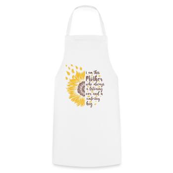 Je suis cette mère Cadeau de tournesol motivant - Tablier de cuisine - blanc - Devant - AI Model Male 185 dark (185cm)