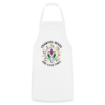Mardi Gras Beads Carnival Crawfish Party Drinking - Cooking Apron - white - Front - AI Model Male 185 dark (185cm)