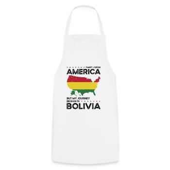 Né bolivien Bolivie États-Unis - Tablier de cuisine - blanc - Devant - AI Model Male 185 dark (185cm)