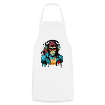 Affe Sonnenbrille Kopfhörer Musik Gamer Zocken - Kochschürze - Weiß - Vorne - AI Model Male 185 dark (185cm)