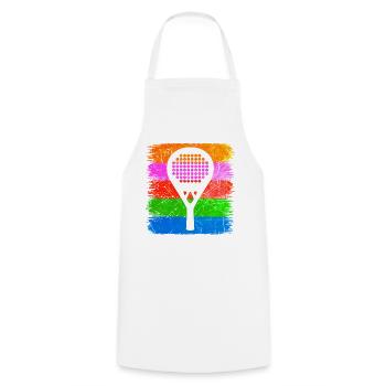 Schläger Sportart Padelspiel Tennis Aufschlag - Kochschürze - Weiß - Vorne - AI Model Male 185 dark (185cm)