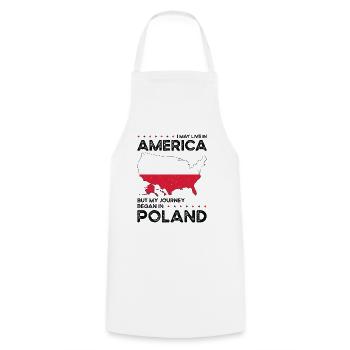 Born Polish Poland American USA Citizenship - Cooking Apron - white - Front - AI Model Male 185 dark (185cm)