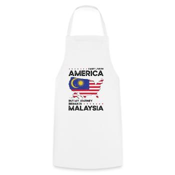 Geboren malaysisch Malaysia amerikanisch USA - Kochschürze - Weiß - Vorne - AI Model Male 185 dark (185cm)