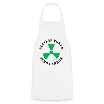 Énergie nucléaire, zéro CO2 carbone - Tablier de cuisine - blanc - Devant - AI Model Male 185 dark (185cm)