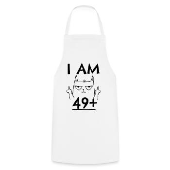 50th birthday woman 50th 50 years - I AM 49+ PLUS - Cooking Apron - white - Front - AI Model Male 185 dark (185cm)
