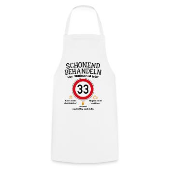 33. Geburtstag Schonend Behandeln Oldtimer Ist 33 - Kochschürze - Weiß - Vorne - AI Model Male 185 dark (185cm)