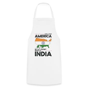 Born Indian India American USA Citizenship - Cooking Apron - white - Front - AI Model Male 185 dark (185cm)