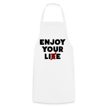 Enjoy Your Lie - Cooking Apron - white - Front - AI Model Male 185 dark (185cm)