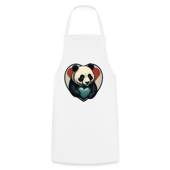 Panda Heart Embrace - Cooking Apron - white - Front - AI Model Male 185 dark (185cm)