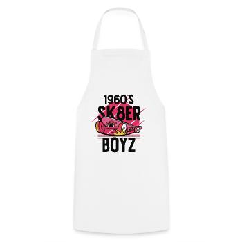 Skateboard Retro 60s Board Wheels Surf - Cooking Apron - white - Front - AI Model Male 185 dark (185cm)