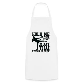 Muay Thai Coach Kickboxing Instructor Martial Arts - Cooking Apron - white - Front - AI Model Male 185 dark (185cm)