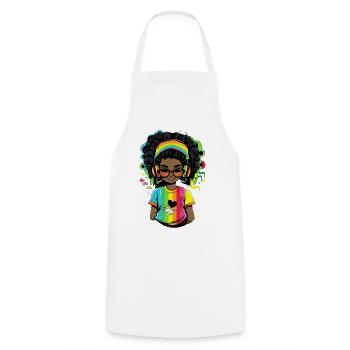 Bright reggae sweater with rainbow design - Cooking Apron - white - Front - AI Model Male 185 dark (185cm)