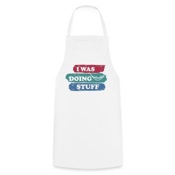 I was doing stuff - Hammock vintage - Cooking Apron - white - Front - AI Model Male 185 dark (185cm)