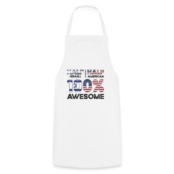 Né Israël Israélien Américain USA - Tablier de cuisine - blanc - Devant - AI Model Male 185 dark (185cm)