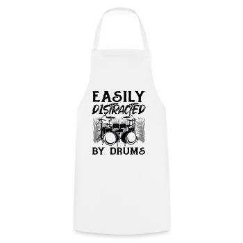 Facilement distrait par la batterie - Drummer Musician Drum - Tablier de cuisine - blanc - Devant - AI Model Male 185 dark (185cm)