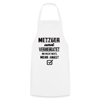 Metzger und Verheiratet - Kochschürze - Weiß - Vorne - AI Model Male 185 dark (185cm)