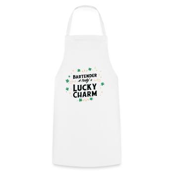 St. Patrick's Day Shamrock Clover Bartender Lucky - Cooking Apron - white - Front - AI Model Male 185 dark (185cm)