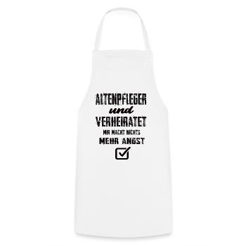 Altenpfleger und Verheiratet - Kochschürze - Weiß - Vorne - AI Model Male 185 dark (185cm)