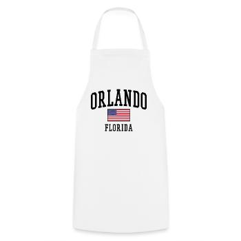 Orlando Florida Design mit USA Flagge - Kochschürze - Weiß - Vorne - AI Model Male 185 dark (185cm)